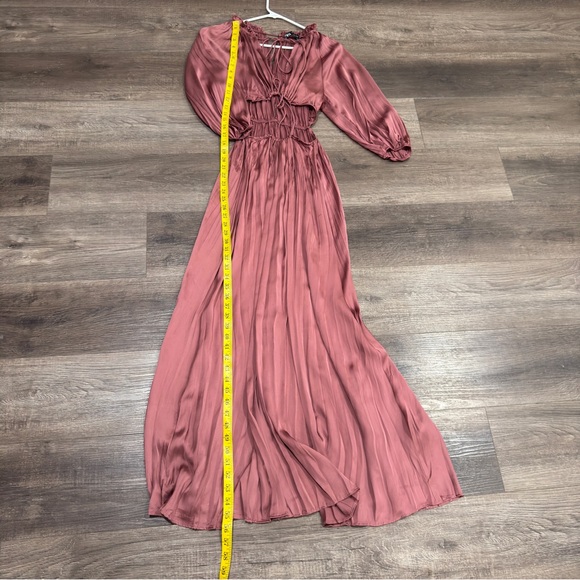 ZARA SS21 SATIN EFFECT MIDI CUT OUT DRESS MARSALA size S - Picture 10 of 10